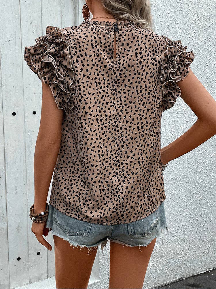 Raegan Leopard Ruffle Top