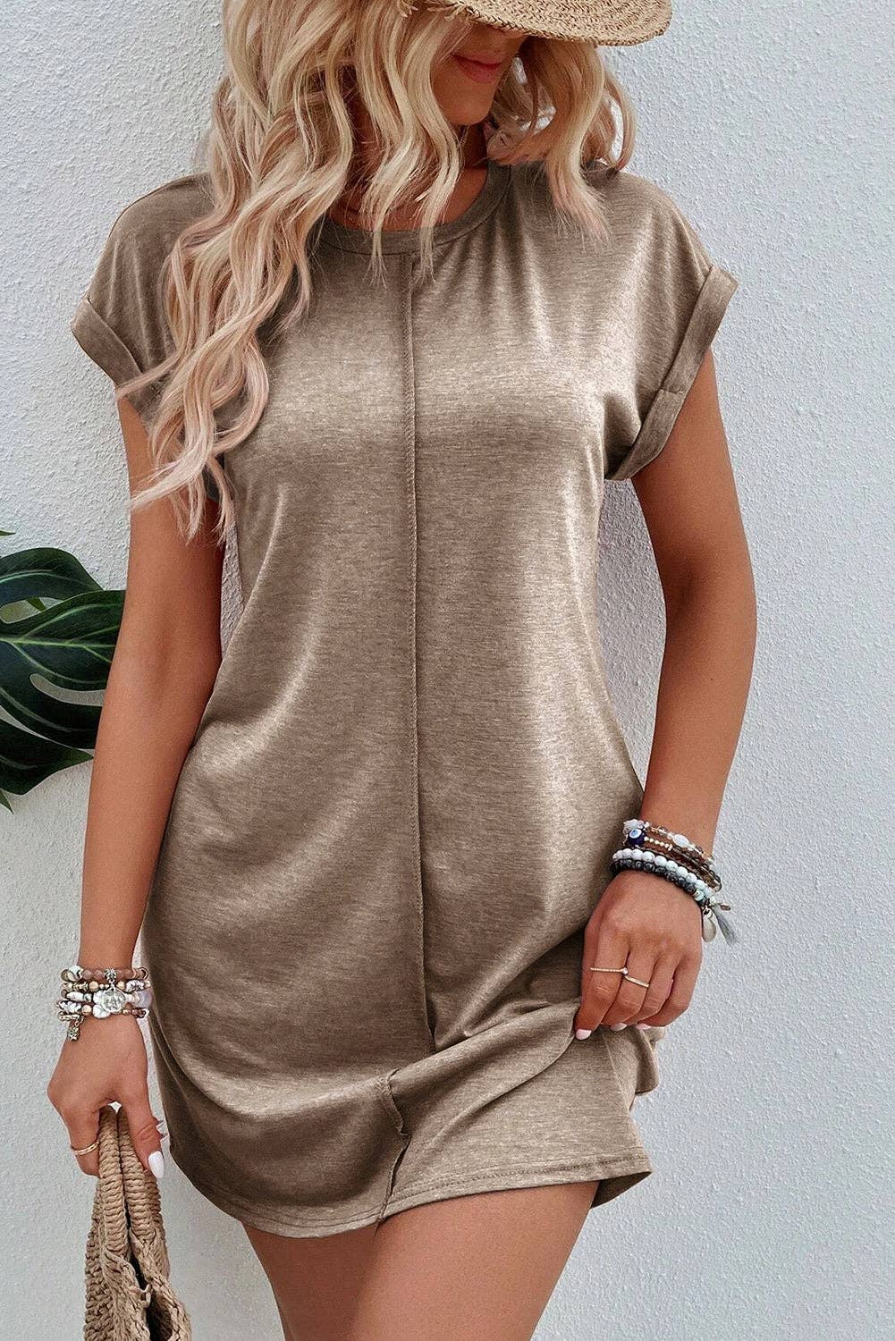 Blakely T-shirt Dress in French Beige