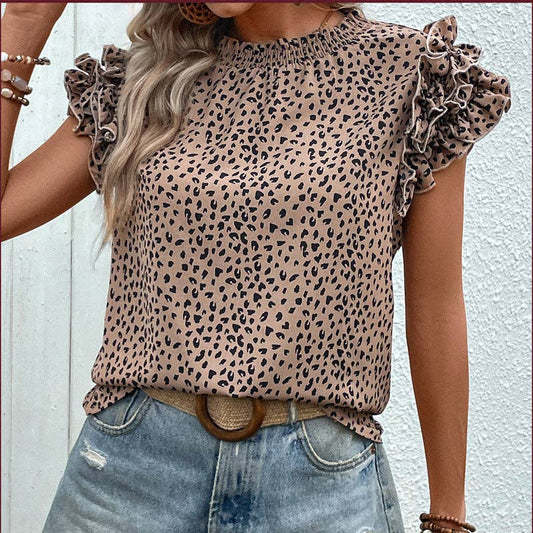 Raegan Leopard Ruffle Top