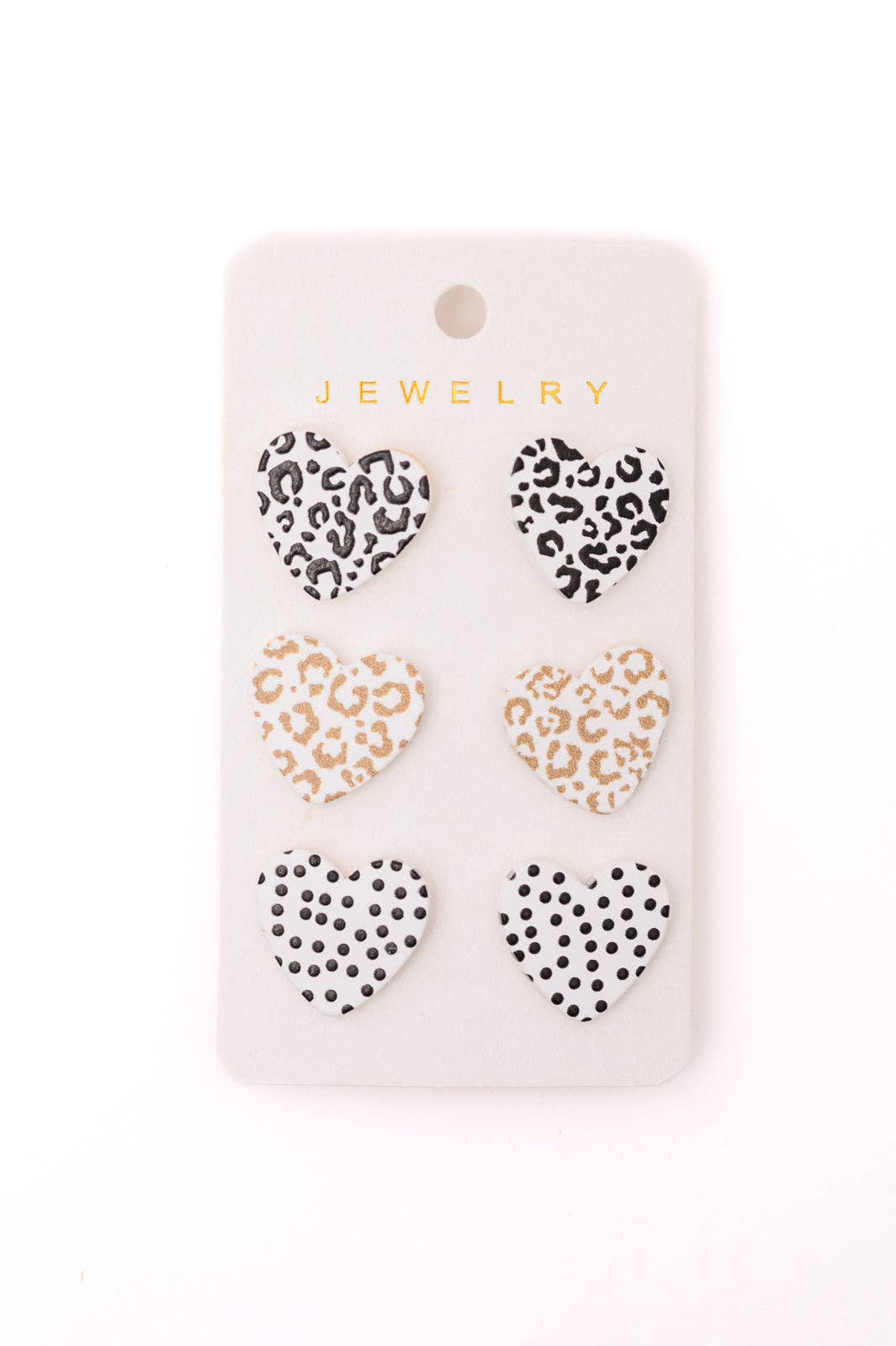 Triple Hearts Studs in Animal: OS